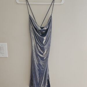 Windsor Metallic Silver Mini Dress